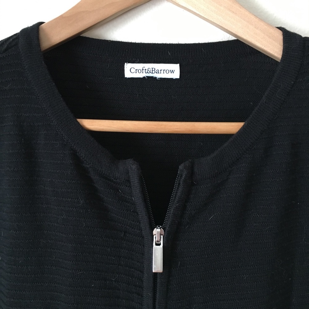 Black Ribbed Full Zip Sweater/Cardigan/Jacket - Picture 2 of 4